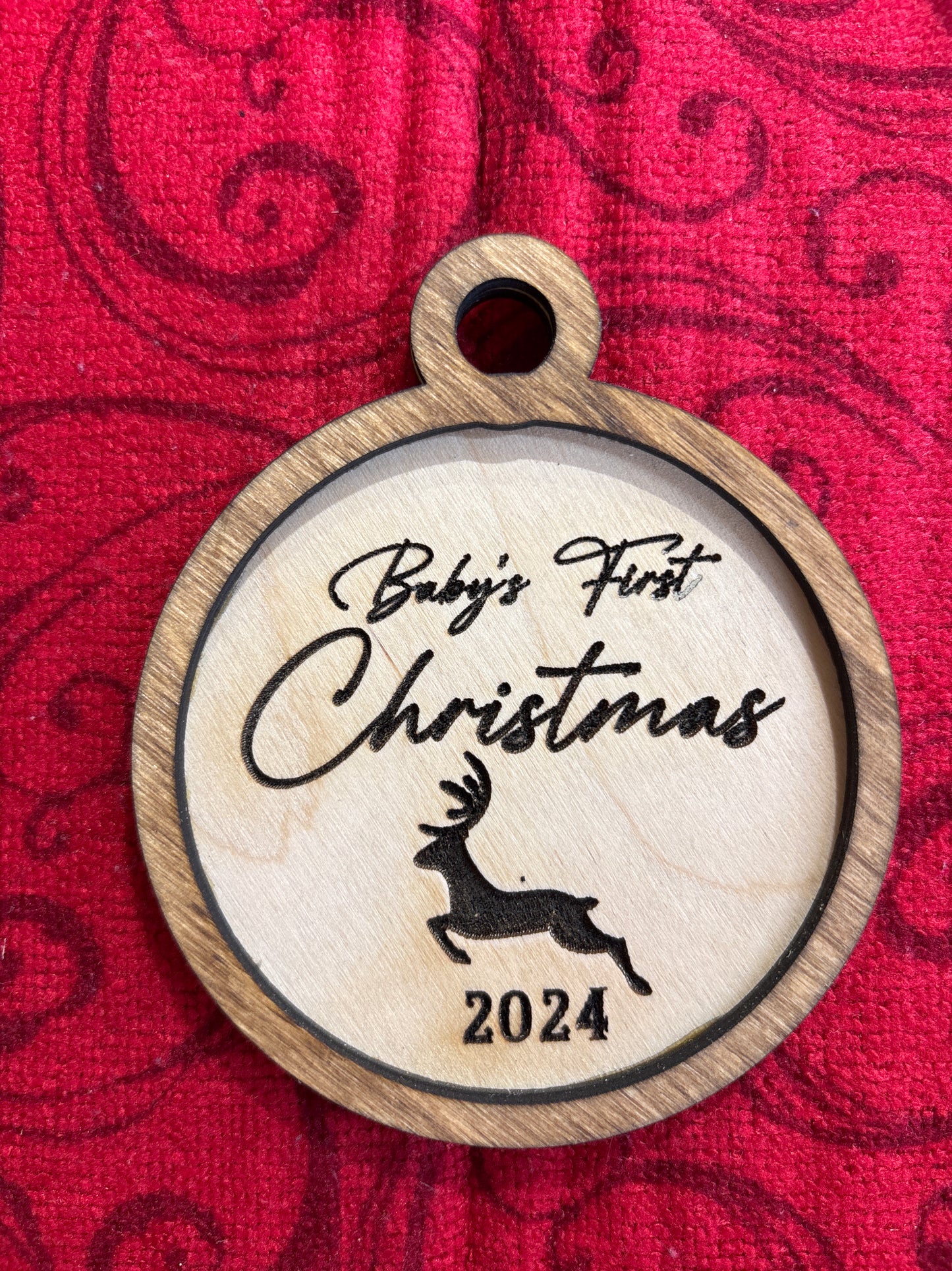 Baby’s first Christmas jumping deer