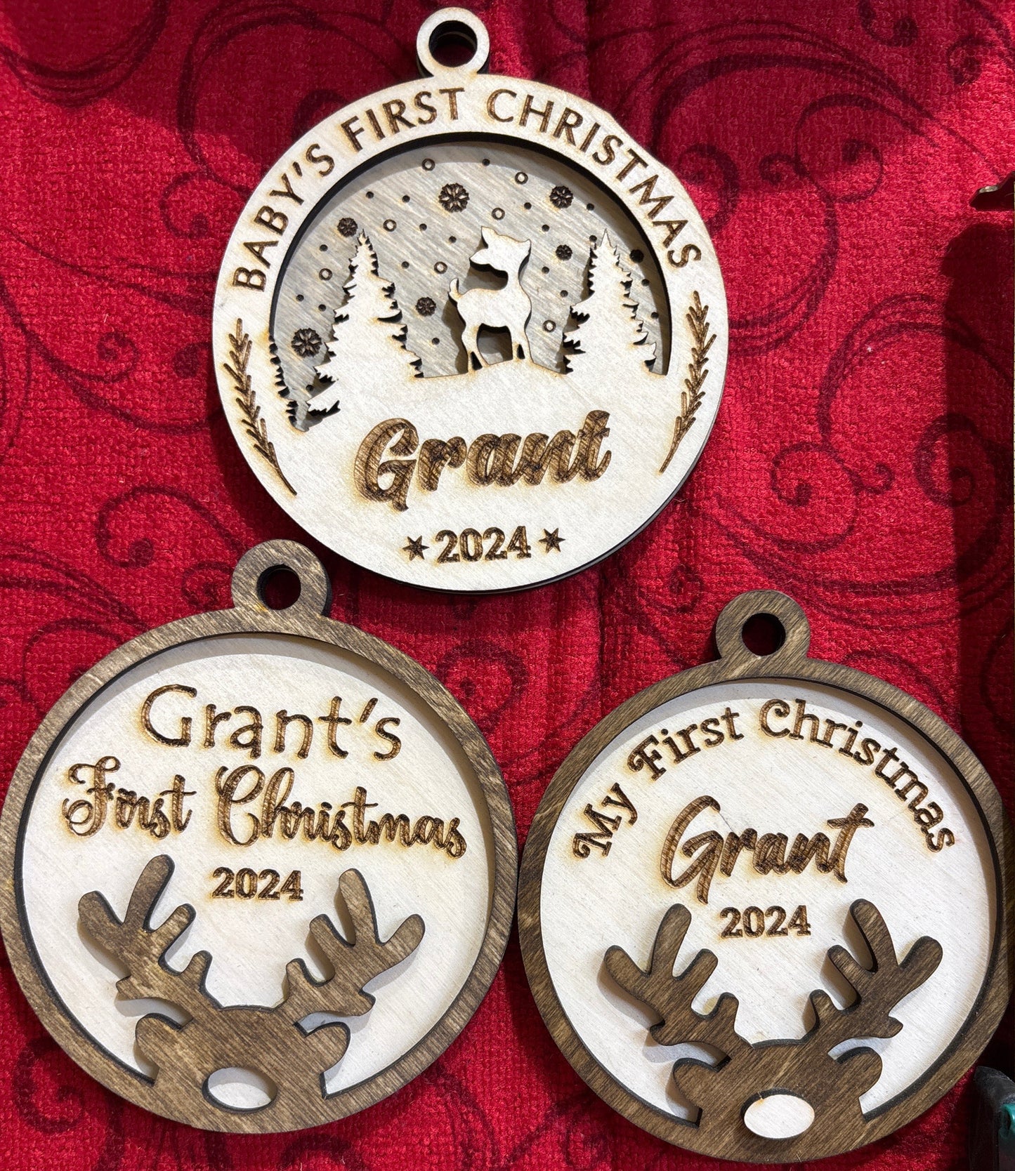 Customizable baby’s first Christmas ornaments